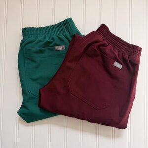 Fig Yola Burgundy Scrub Pants Bundle Green and Maroon